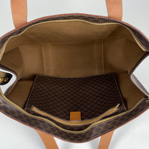 Celine Macadam Pattern All Over Canvas Shoulder Tote Bag Brown - Picture 5 of 5